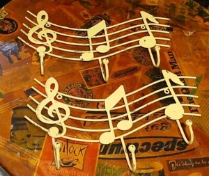 Set Of 2 Music Themed Wall Coat Hangers Hooks - Picture 1 of 5