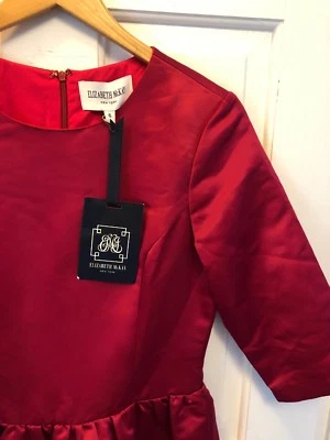 144. Nuevo con etiquetas Vestido de San Valentín Elizabeth McKay Satinado Tafetán Rojo 6 $229 Foto 1 de 4