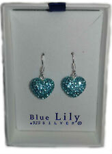 Aqua Heart Blue Cubic Zirconia Sterling Silver Earrings, Gifts for Women ME129B