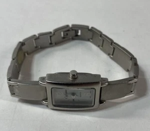 Vintage Oleg Cassini Women’s Wrist Watch Rectangle Silver Tone White Dialed - Picture 1 of 7