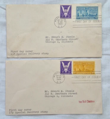 1944 US SC #E17, E18 Special Delivery stamp Lot of 2 FDC covers, Washington D.C. - Image 1 of 4