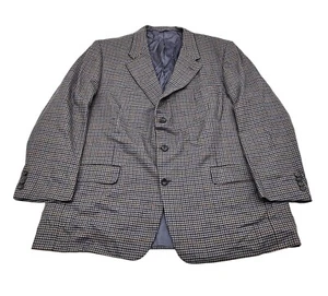 Hickey Freeman Mens Multicolored Houndstooth Blazer USA Union Made Silk Wool 48 - Picture 1 of 6