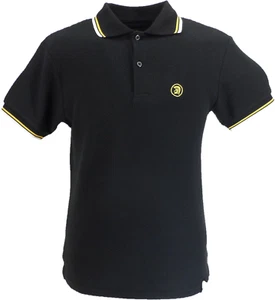 Trojan Mens Black Textured Twin Tipped Polo Shirt - Picture 1 of 2