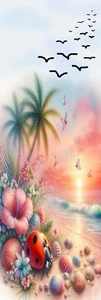 LADYBUG ON BEACH, SEA SHELLS , FLOWERS, BIRDS,DOGS,CAT,FAIRIES-UNIQUE BOOKMARKS - Picture 1 of 1