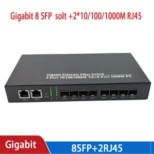 Media Converter 8Sfp 2 Rj45 Gigabit Optical Fiber Switch Modem for IP Camera UTP - Picture 1 of 14