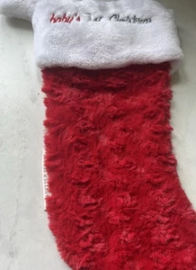 NEU Plüsch weicher Kunstfell My First Christmas Baby Strumpf 12 Zoll Neu ohne Etikett - Bild 1 von 4