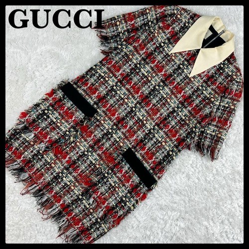 Autentico abito Gucci tweed lunghezza ginocchio manica corta taglia 38 usatol
