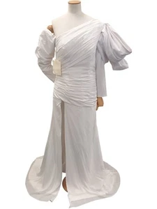 LanTing Bride Wedding Dress White Off-Shoulder Ruched Gown Leg Split Size UK 14 - Picture 1 of 12