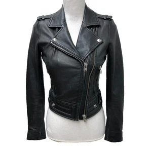 Iro Luiga Lammleder Moto Biker Jacke Damen 36 Small Schwarz Gorpcore - Bild 1 von 22