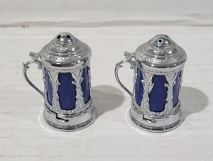 Vintage Set blau und silber Salz & Pfefferstreuer Made in Japan - Bild 1 von 6