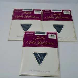 3 - Vtg Hanes Silk Reflections Sandalfoot Pantyhose C-D Barely Black Style 715 - Picture 1 of 7