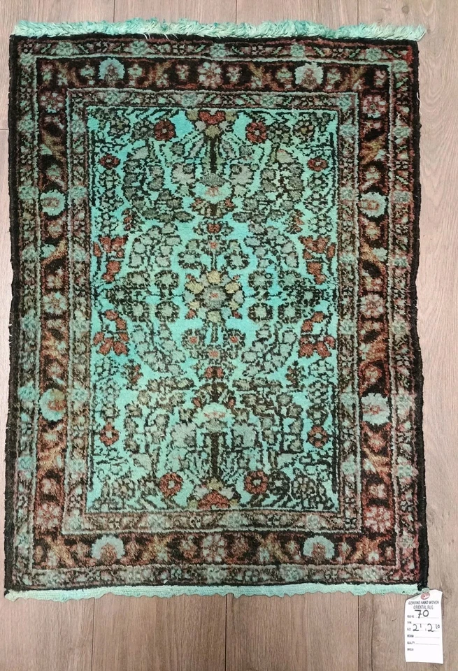 overdyed Rug Authentic Area 2'1" X 2'10", 100% WOOL Oriental Unusual Unique  - Image 1 of 4