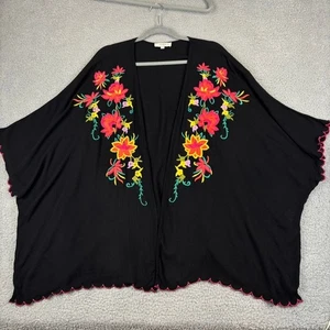 Umgee Kimono Strickjacke 1X 2X Lagenlook Boho Festival dunkelfee Blumenstickerei - Bild 1 von 9