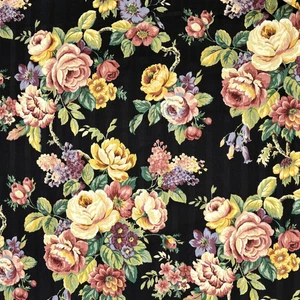1.375 Yards Vintage Mill Creek Floral MIDNIGHT Home Decor Drapery Sewing Fabric - Picture 1 of 6