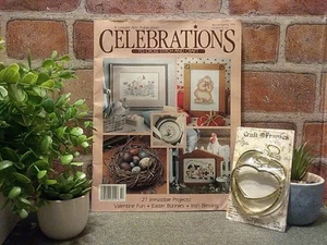 Vtg 1991 Celebration Cross Stitch & Craft Pattern Book & 1988 Heart Craft Frames - Picture 1 of 21