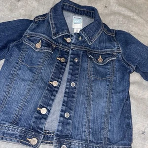 Old Navy Kids Size 5 Blue Denim Jean Trucker Jacket 100% Cotton Snap Buttn - Picture 1 of 6