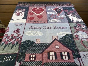 Vintage 1993 Wandteppich "Monate des Jahres" Decke 67 x 47 - Bild 1 von 5