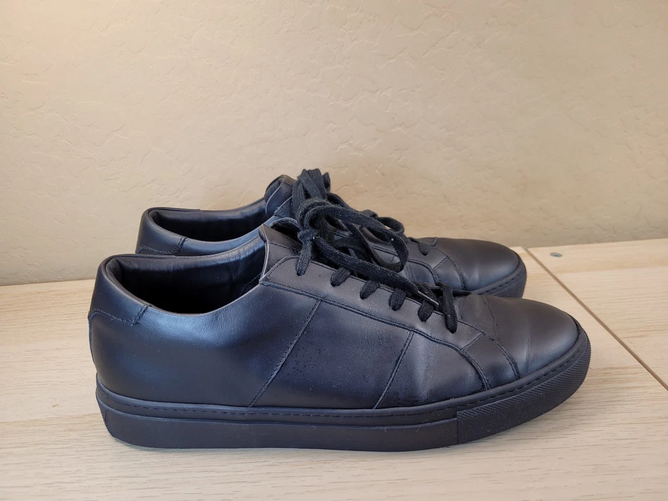 Greats Brooklyn Royale Zapatos Para Hombre 12 Negro Cuero Bajo Informal Tenis Italia Foto 1 de 4