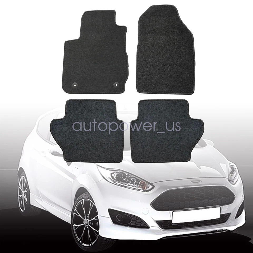 For 2011-2019 Ford Fiesta Front & Rear Replacement Floor Mats Carpet Velour Blk - Изображение 1 из 4