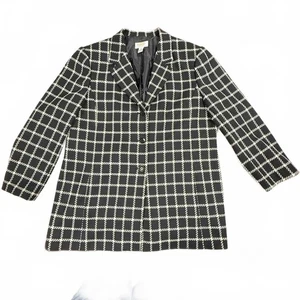 Mujer Talbots Petites 100% Lana Mujer’s Blazer a Cuadros Talla 16 Blanco y Negro Usado en Excelente Condición - Imagen 1 de 10