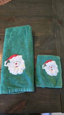 Juego de toallas de baño vintage Revere Mills Santa Navidad toalla de mano y paño MCM Foto 1 de 3