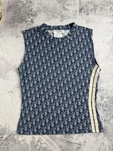 Christian Dior Boutique Jadore Monogram Sleeveless Blue Luxury Tank Trotter Top - Picture 1 of 17