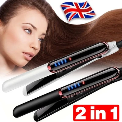 Hair Straightener Curler 2 in1 Styling Nano Ceramic Flat Iron LCD Dispaly NEW - Image 1 of 4
