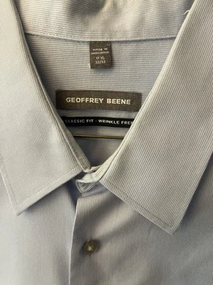 Geoffrey Beene Blue Long Sleeve Dress up  Shirt Mens Size XL 17.5 buttons COLLAR - Image 1 of 4