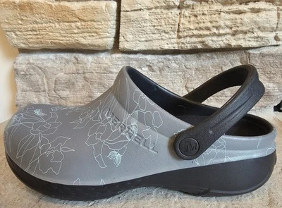 Merrell Encore Womens Size 7 Mens 5 Work Clog Shoe Blue Gray Floral Slip On - Image 1 of 4
