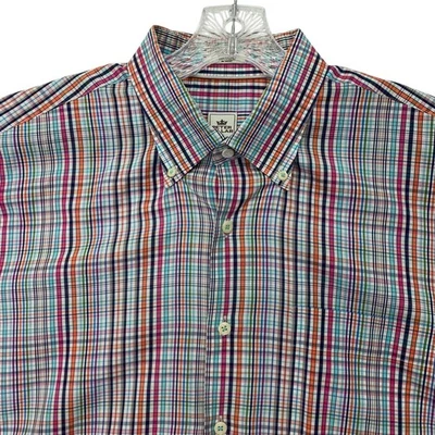 Peter Millar Mens XL Seaside Finish Long Sleeve Button Down Shirt Rainbow Plaid - Image 1 of 4