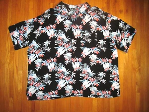 Big Mens Cubavera Black Floral Print Button Front Casual Shirt 4XLT Big New - Picture 1 of 7