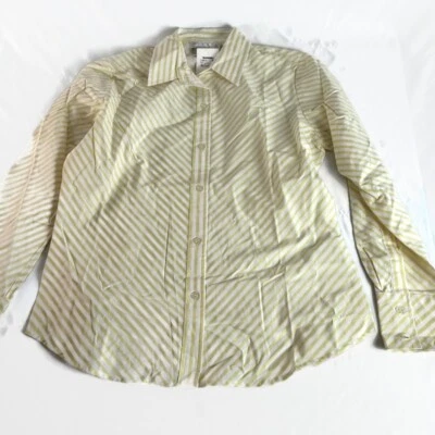 Blusa Ninety Amarilla Blanca Elastizada Botón Frontal Mujer Grande Rayas Nueva Sin Etiquetas Foto 1 de 4