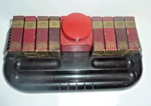 Vintage Bakelit Dennison's Büro Schreibtisch Ablage Tintenfass Mini Bücher - Bild 1 von 7