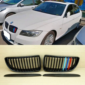 Rejilla delantera 05-08 negro brillante color M para BMW Serie 3 E90 Sedán E91 Touring - Imagen 1 de 4