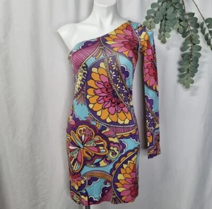 Vestido de un hombro Lilly Pulitzer Whitaker confusión óptica hippie GoGo GRANDE - Imagen 1 de 12