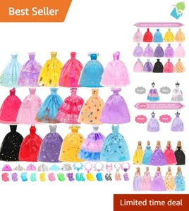 Handcrafted Doll Clothing Set: 10 Dresses & 17 Accessories for Collectors - Picture 1 of 9