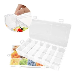 18 Compartments Divided Snack Box With Lid Stackable Fruit And Vegetable - Picture 1 of 12