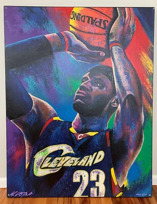 Arte de pintura coleccionable Bill Lopa Lebron James Cleveland Cavaliers Foto 1 de 4