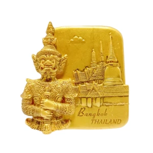 Imán de nevera turística de Bangkok oro 3D viaje recuerdo tailandés El Gran Palacio - Imagen 1 de 20