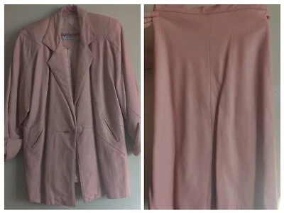 Conjunto Blazer Chaqueta y Falda Continental Cuero Moda Rosa Grande Vintage Años 80 Foto 1 de 4