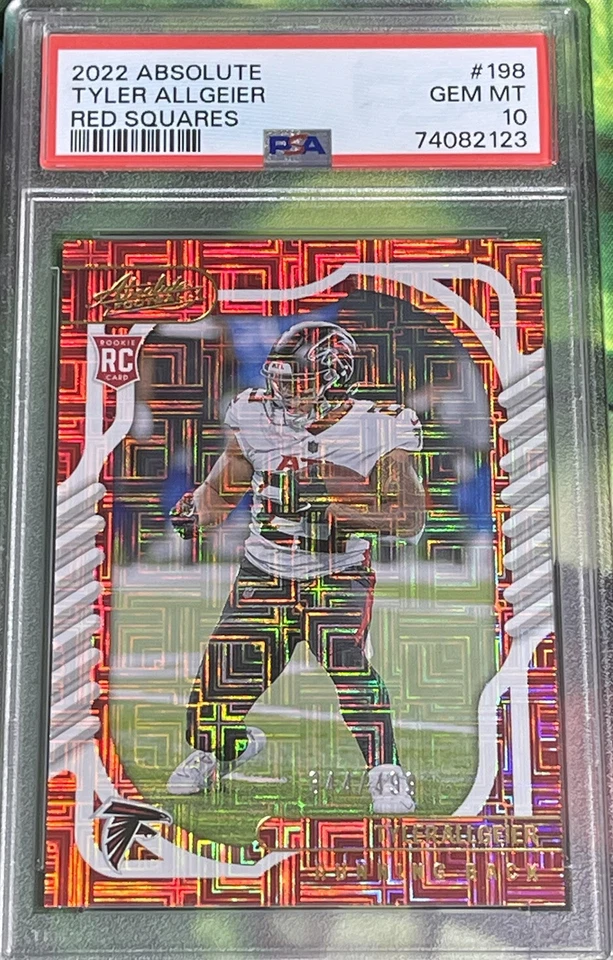 2022 Panini Absolute Tyler Allgeier RC #198 Red Squares  /499 PSA 10 GEM - POP 1 - Image 1 of 4
