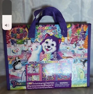 BRAND NEW Lisa Frank Coloring & Activity Set Trifold Case Stickers Puzzles Husky - Picture 1 of 2
