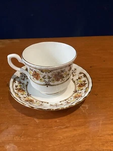 Coppa e piattino con motivo oro bianco firmato Salisbury Bone Cina Inghilterra - Foto 1 di 7
