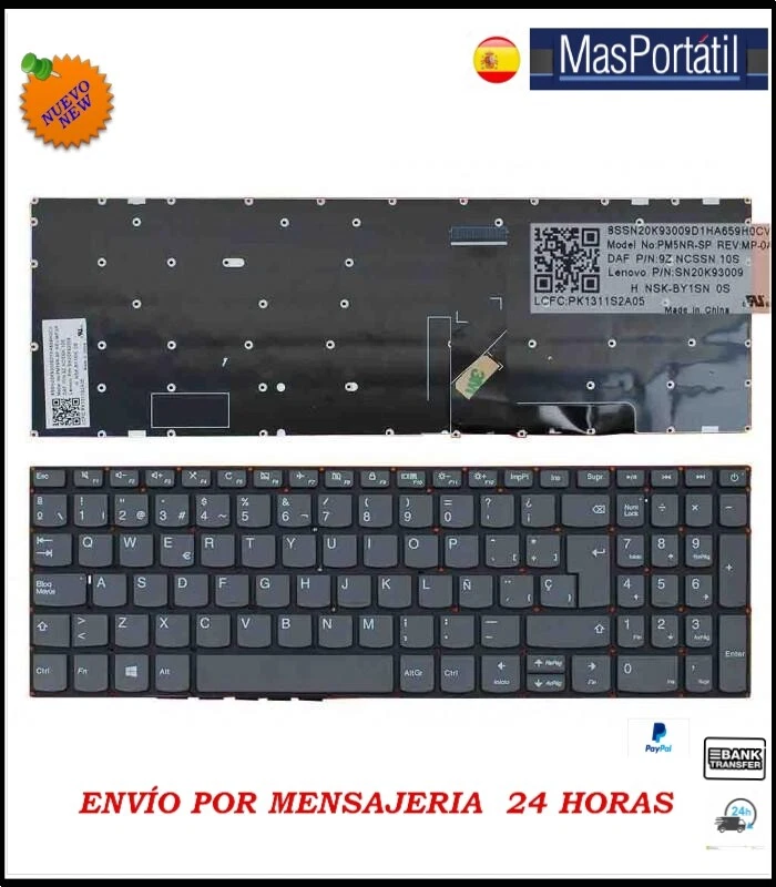 TECLADO ESPAÑOL NUEVO PORTATIL LENOVO IDEAPAD 320-15IKB (80XL0386SP) TEC10 - Imagen 1 de 1