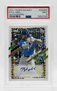 PSA 9 2021 Topps Holiday Kyle Isbel RC Auto 165/200 Royals - Picture 1 of 2