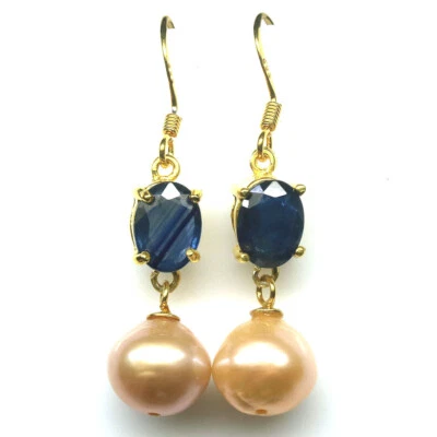 Perlen Ohrring/ Saphire Ohrringe/ Pinke Rose Perlen Ohrringe - Bild 1 von 3