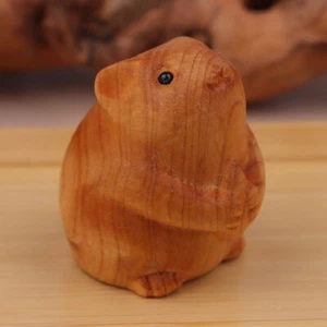 Cute Wooden Small Mouse Ornament Home Decor Wooden Sculptures Carving Ornament - Picture 1 of 11