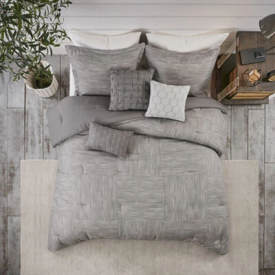 NEW! ~ CONTEMPORARY MODERN CHIC GREY WARM PLUSH COZY ULTRA SOFT COMFORTER SET - Image 1 of 4