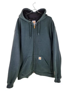 Sudadera con capucha Carhartt para hombre 2XL Rain Defender verde forrada de lana con cremallera completa   - Imagen 1 de 9