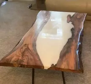 Mesa de resina epoxi de borde vivo de 48"" x 30"" muebles de madera decoración del hogar - Imagen 1 de 1